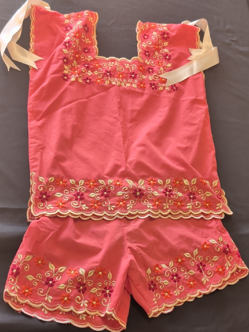 Handmade Embroidery Hem Stitch. Top And Bottoms